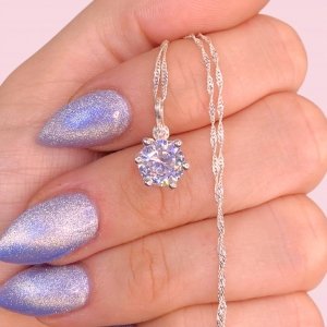 Cadena Singapur Fino Brilloso y Dije Pasante Cubic Blanco Engarzado en flor Plata 925